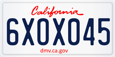 CA license plate 6XOX045