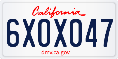 CA license plate 6XOX047