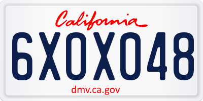 CA license plate 6XOX048