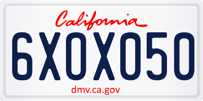 CA license plate 6XOX050