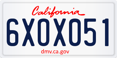 CA license plate 6XOX051
