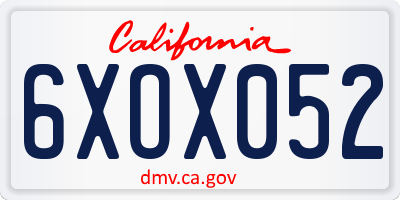 CA license plate 6XOX052