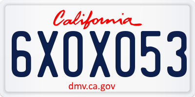 CA license plate 6XOX053