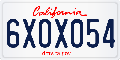 CA license plate 6XOX054