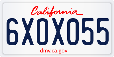 CA license plate 6XOX055