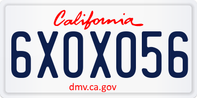 CA license plate 6XOX056