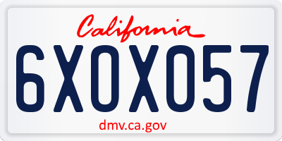CA license plate 6XOX057