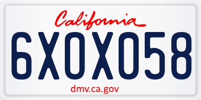 CA license plate 6XOX058