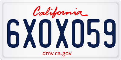 CA license plate 6XOX059