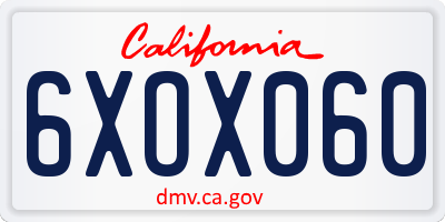 CA license plate 6XOX060
