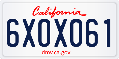 CA license plate 6XOX061