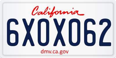 CA license plate 6XOX062