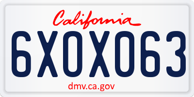 CA license plate 6XOX063