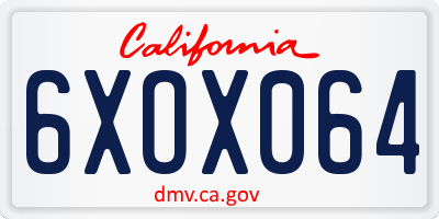 CA license plate 6XOX064