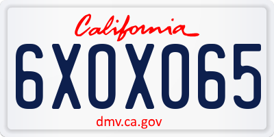 CA license plate 6XOX065