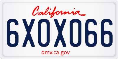 CA license plate 6XOX066