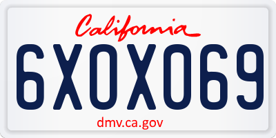 CA license plate 6XOX069
