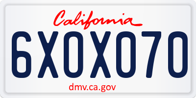 CA license plate 6XOX070