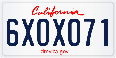 CA license plate 6XOX071