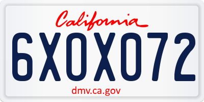 CA license plate 6XOX072