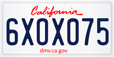 CA license plate 6XOX075