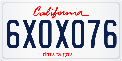 CA license plate 6XOX076