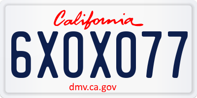 CA license plate 6XOX077