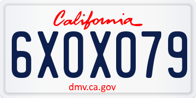 CA license plate 6XOX079