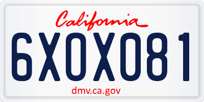 CA license plate 6XOX081
