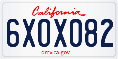 CA license plate 6XOX082