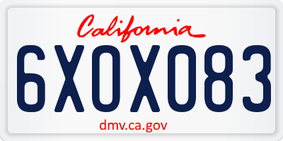 CA license plate 6XOX083