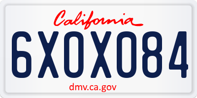 CA license plate 6XOX084