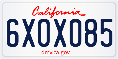 CA license plate 6XOX085