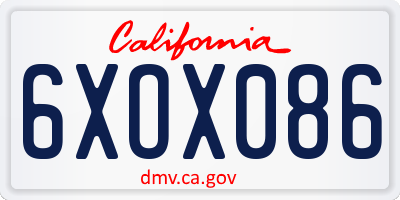 CA license plate 6XOX086