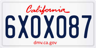 CA license plate 6XOX087