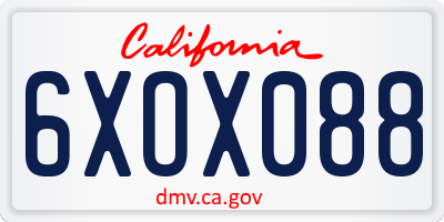 CA license plate 6XOX088