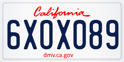 CA license plate 6XOX089
