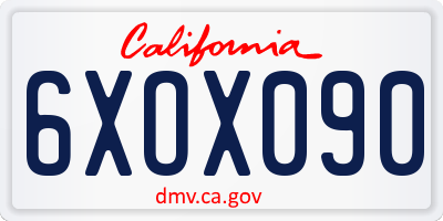 CA license plate 6XOX090