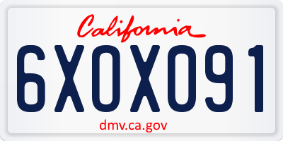 CA license plate 6XOX091