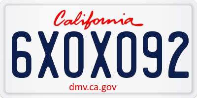 CA license plate 6XOX092