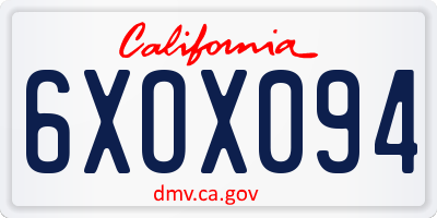 CA license plate 6XOX094