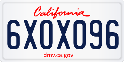 CA license plate 6XOX096