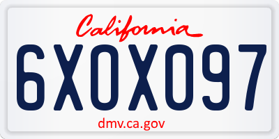 CA license plate 6XOX097