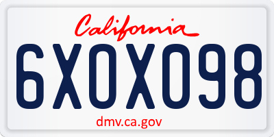 CA license plate 6XOX098