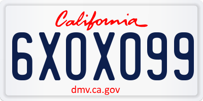 CA license plate 6XOX099