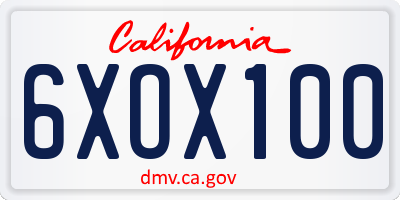 CA license plate 6XOX100