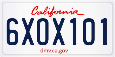 CA license plate 6XOX101
