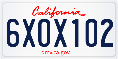CA license plate 6XOX102