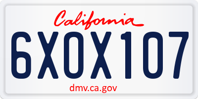 CA license plate 6XOX107