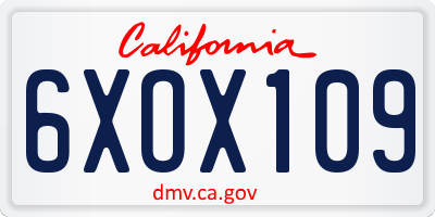 CA license plate 6XOX109